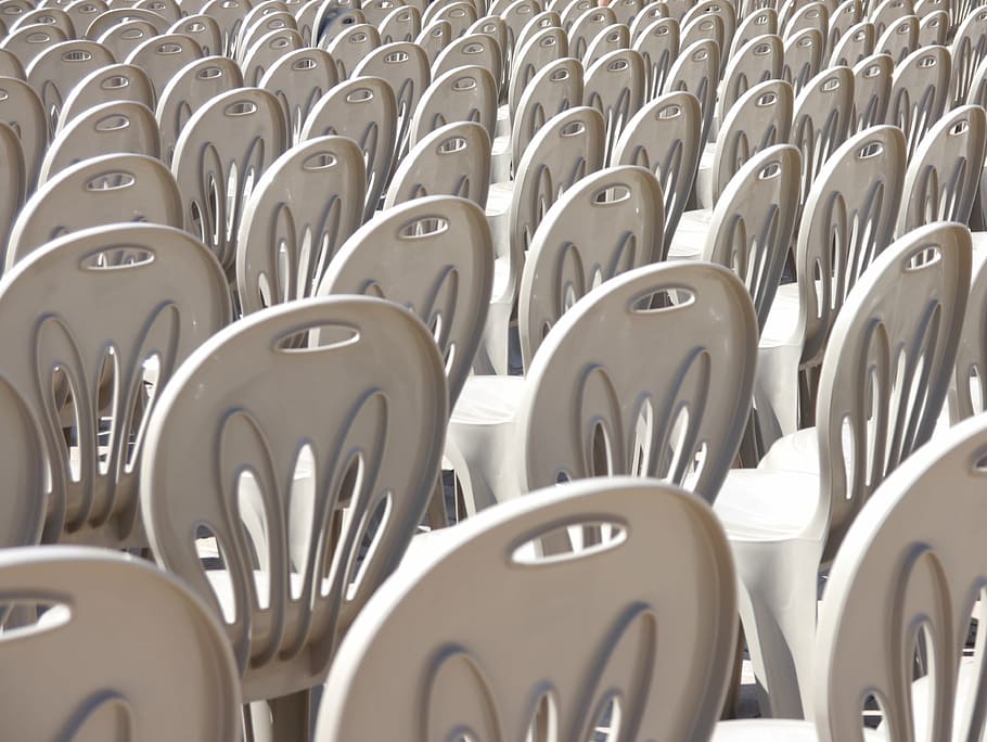プラスチック椅子, 椅子, イタリア, プラスチック, 現代, 座る, イベント, 座席, 空, 家具