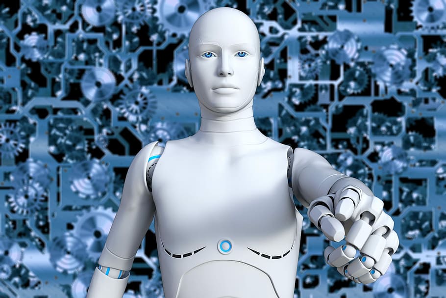 ilustração de robô branco, robô, cyborg, futurista, andróide, cibernética, inteligência, representação humana, representação, varejo