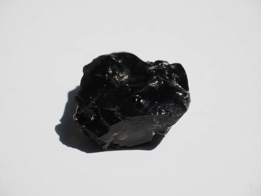 black stone fragment, Obsidian, Stone, Volcanic, Rocks, Rocks Glass, volcanic, volcanic rocks glass, shiny, shell break, black