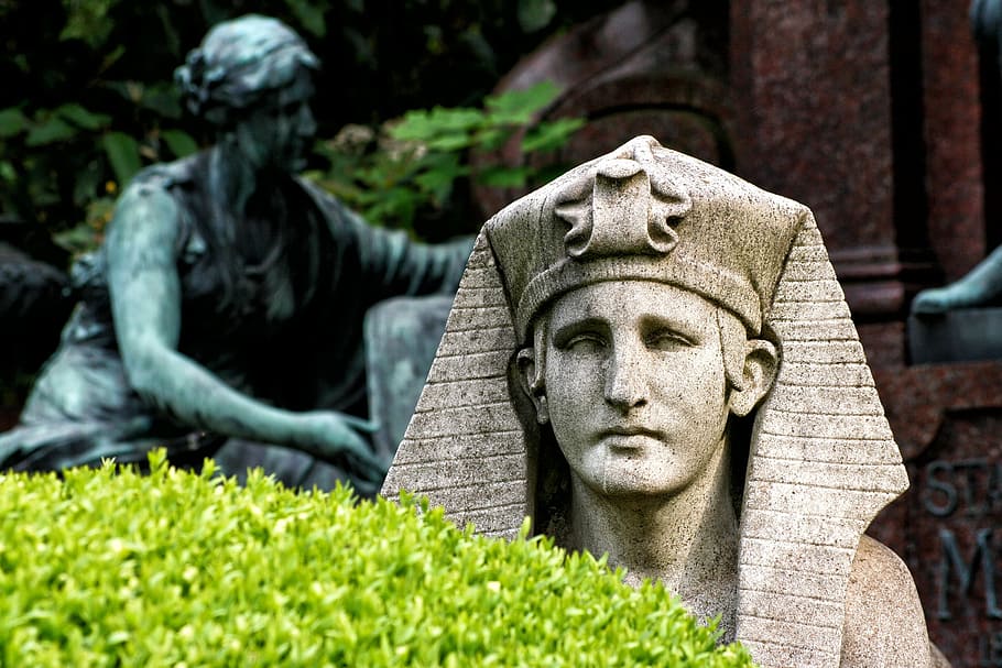 Sphinx, Central Cemetery, Vienna, cemetery, statue, sculpture, history, green color, grave, ancient