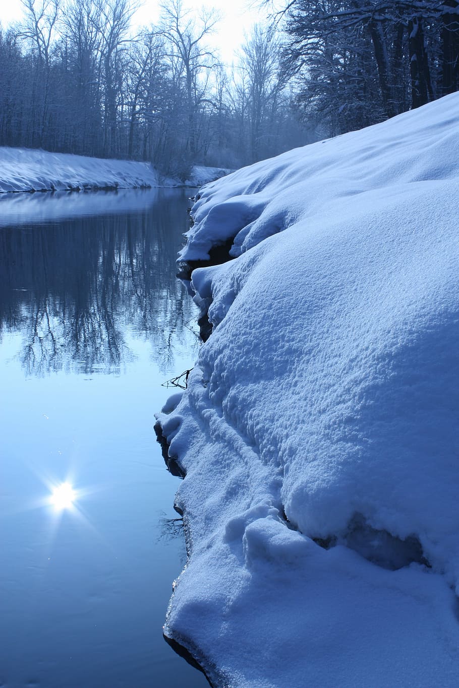 Winter, River, Snow, cold temperature, ice, nature, frozen, beauty in nature, tree, white color