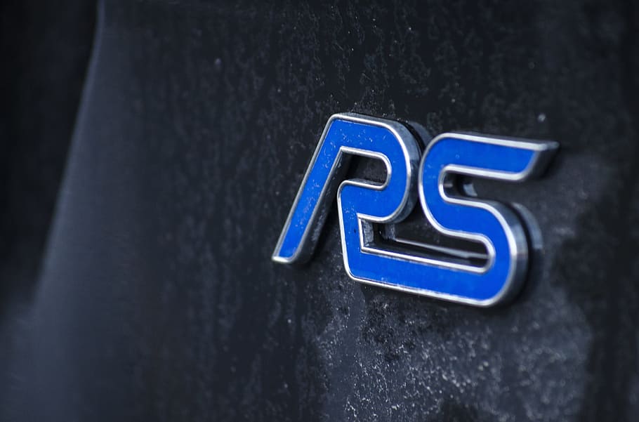 rs, focus, ford, car, sports car, communication, blue, information, close-up, disabled access