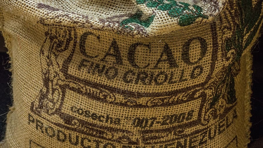 cacao sack, cocoa, bag, chocolate, beans, venezuela, sweets, candy, close-up, finance