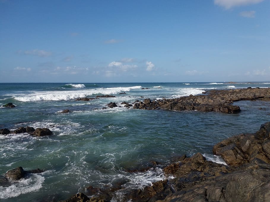 Beach, Nature, Water, Beira Mar, mar, rocks, sol, brazil, foam, stone