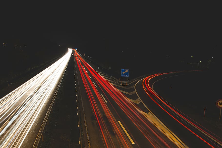long, exposure photography, cars, road, timelapse, photography, highway, night, time, lights