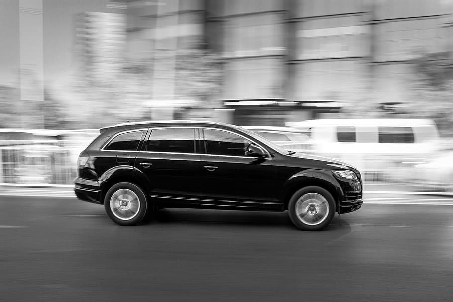 Panning, panningshot, mitzieher, black white, road, black and white, asphalt, auto, panning shot, drive