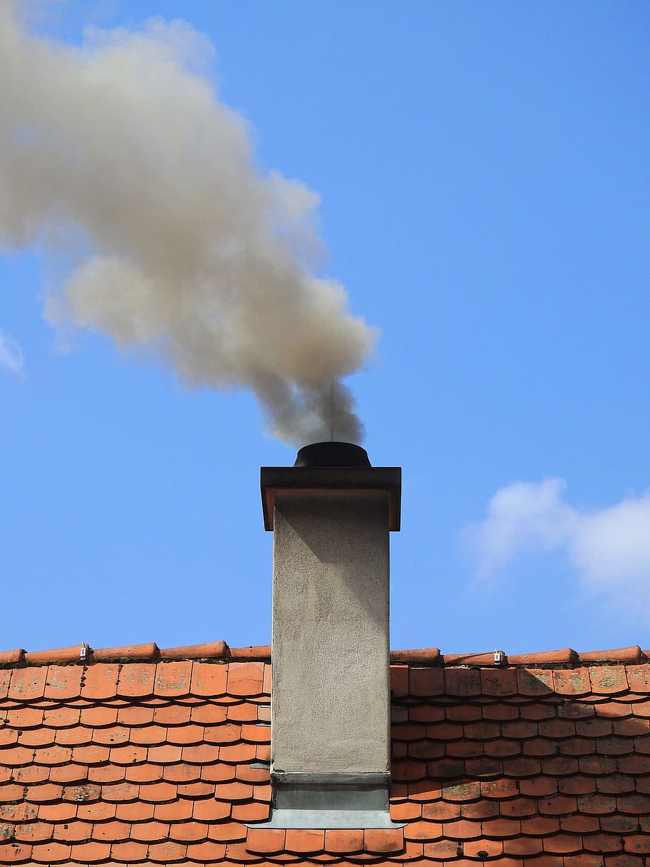 Chimney, Smoke, Fireplace, Pollution, exhaust gases, environmental protection, old, loads, roof, environment
