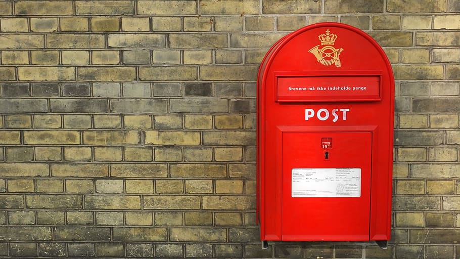 Communication, Opening, Distance, red, brick wall, mail, public mailbox, correspondence, text, wall - building feature