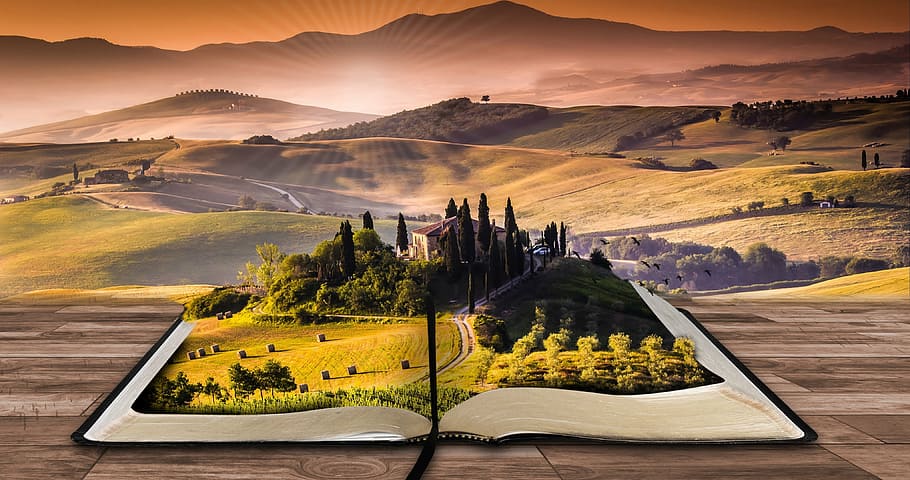 book, writer, read, landscape, paper, background, scenic, autumn, pitched, browse
