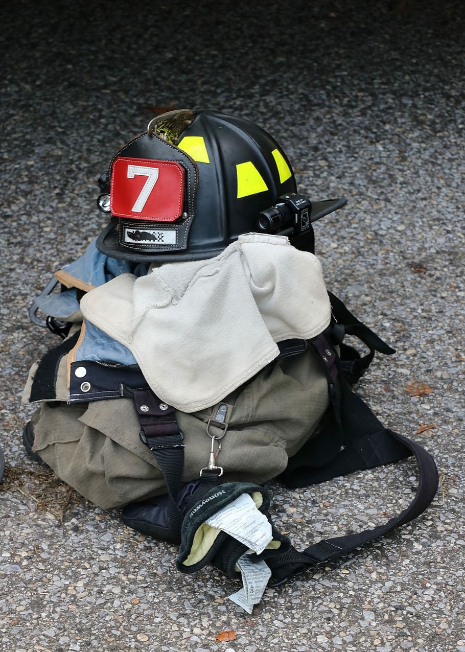 Incendio, Equipo, Bombero, equipo de bomberos, uniforme, casco, extinción de incendios, bomberos, ropa, protección