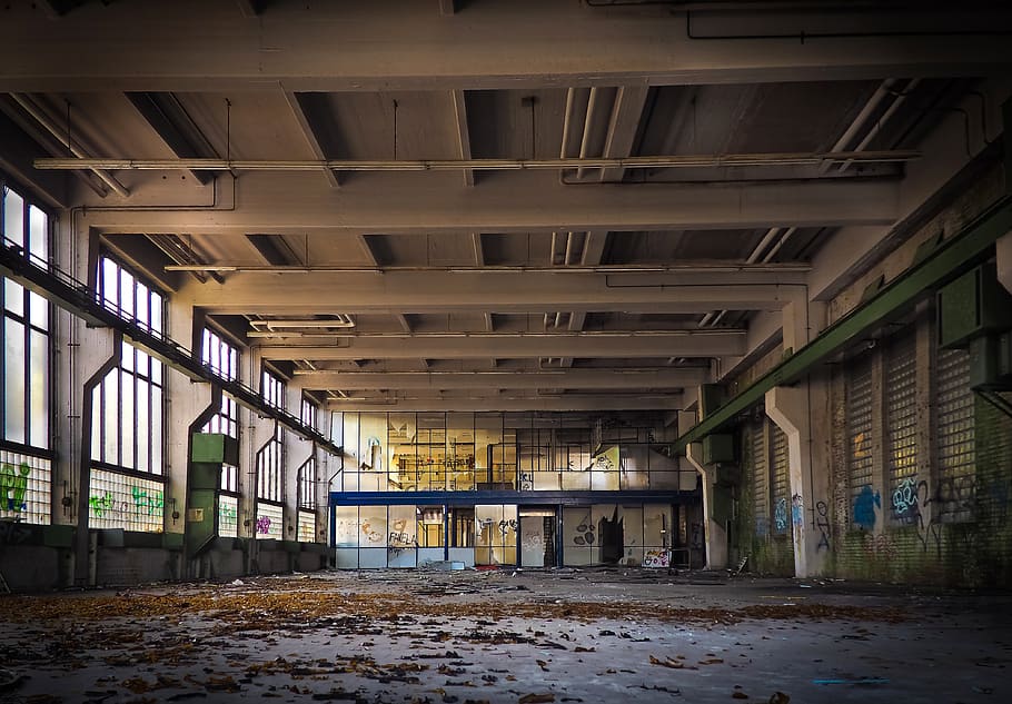 lugares perdidos, fábrica, velho, abandonado, edifício industrial, caducado, ruína, construção, antiga fábrica, decadência