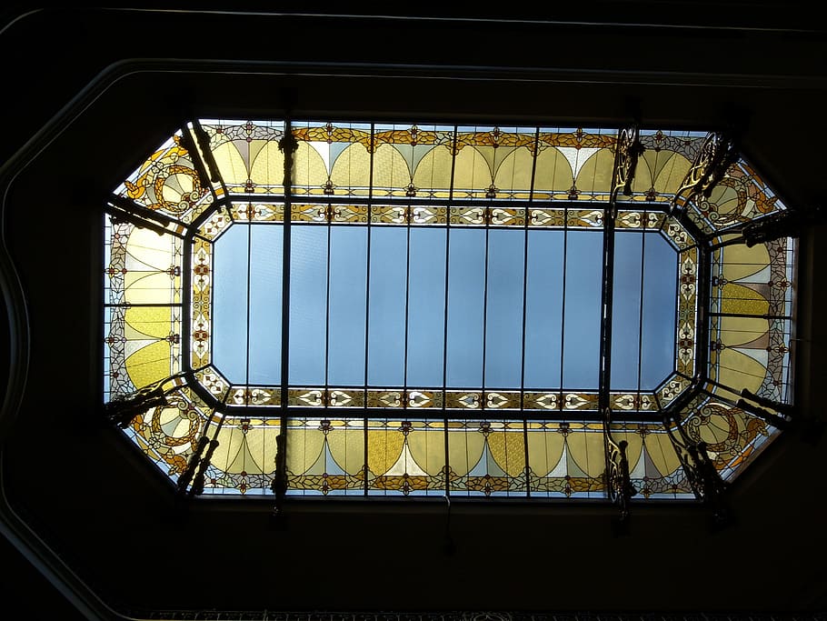 Skylight, centro cultural banco do brasil, são paulo, architecture, window, full frame, built structure, backgrounds, low angle view, pattern