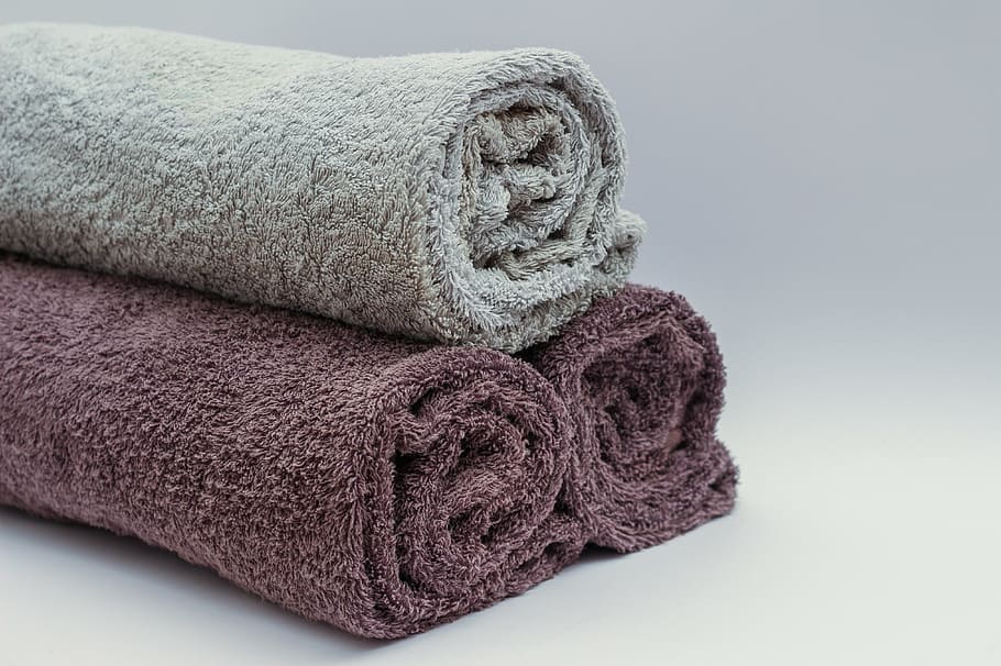 gris, dos, granate, textiles, toallas, toallas de baño, baño, toalla, suavidad, textil