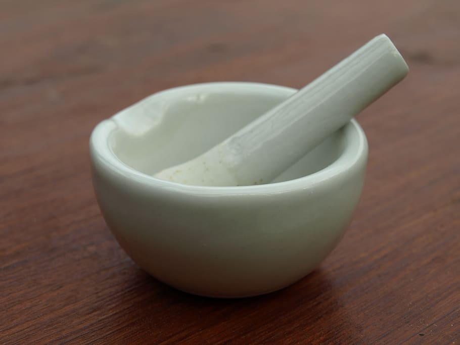 mortar, pestle, stoesel, pharmacists mortar, pound, ceramic, pulverize, pulvérisation, food and drink, wood - material