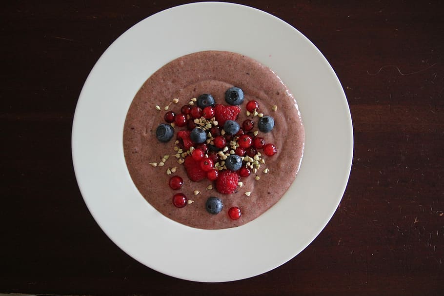 Raw Food, Food, Food, Blueberries, Flax Seed, food, pudding, red, freshness, gourmet, dessert
