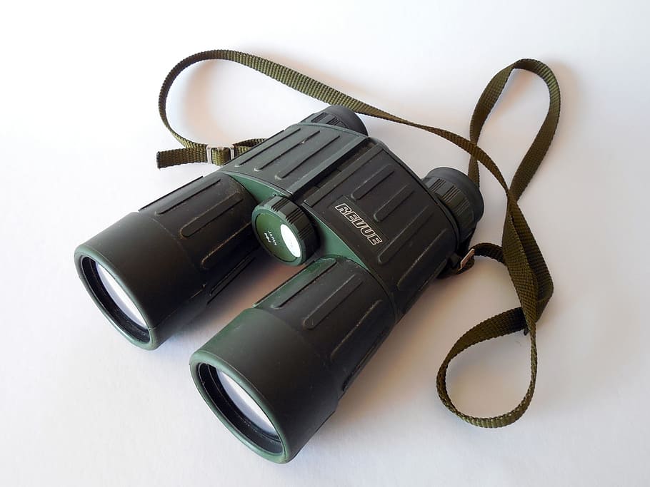 binoculars, spy, observation, lens, see, optics, watch, espionage, technology, white background