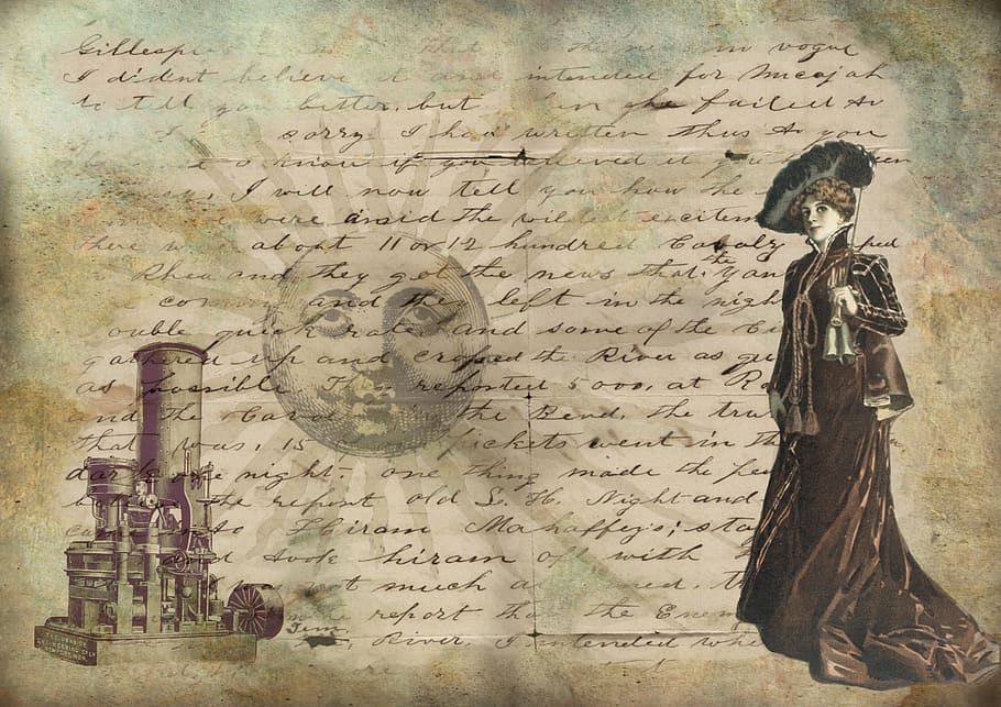 Carta, papel de impresión de mujer, vintage, dama, victoriana, dama victoriana, steampunk, retro, papel retro, papel steampunkowy