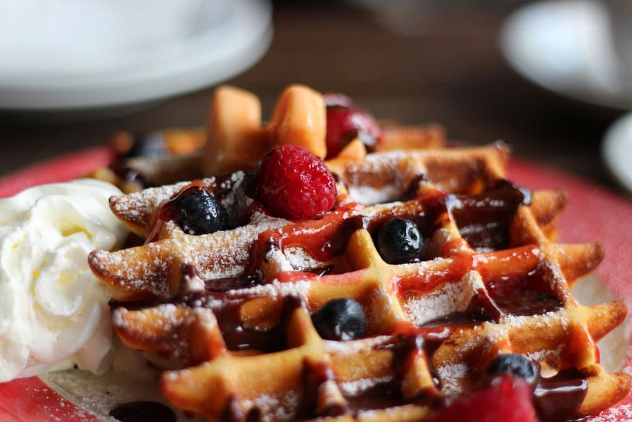 waffles for breakfast, Waffles, breakfast, food/Drink, food, dessert, fruit, gourmet, sweet Food, strawberry