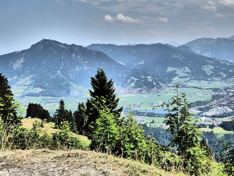 allgäu, mountains, hiking, greened, alpine, landscape, allgäu alps, mountain, beauty in nature, tree