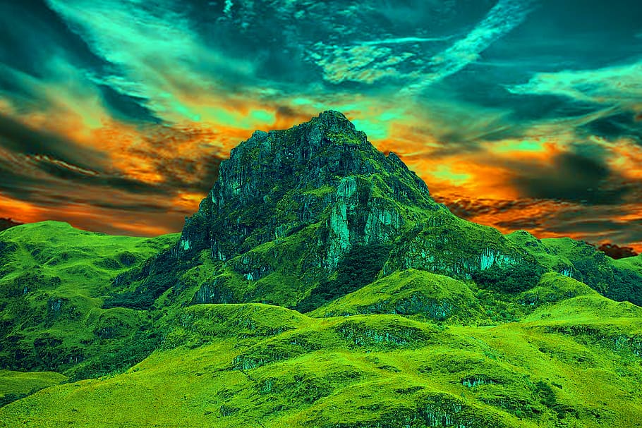 gunung, baskom kotak, baskom, biru, lanskap, langit, warna hijau, keindahan di alam, alam, scenics - alam