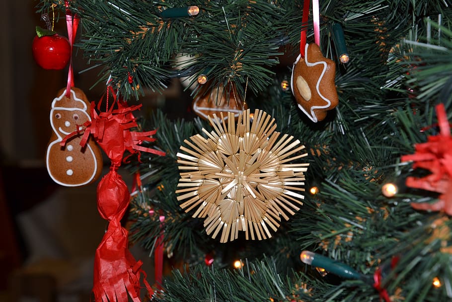 christmas, christmas decorations, decoration, christmas decoration, christmas ornaments, christmas time, strohstern, gingerbread, snowman, red