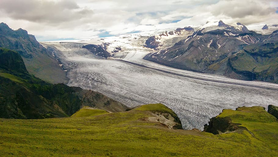glacier, iceland, snow, landscape, icelandic, ice, vatnajokull, sky, majestic, natural
