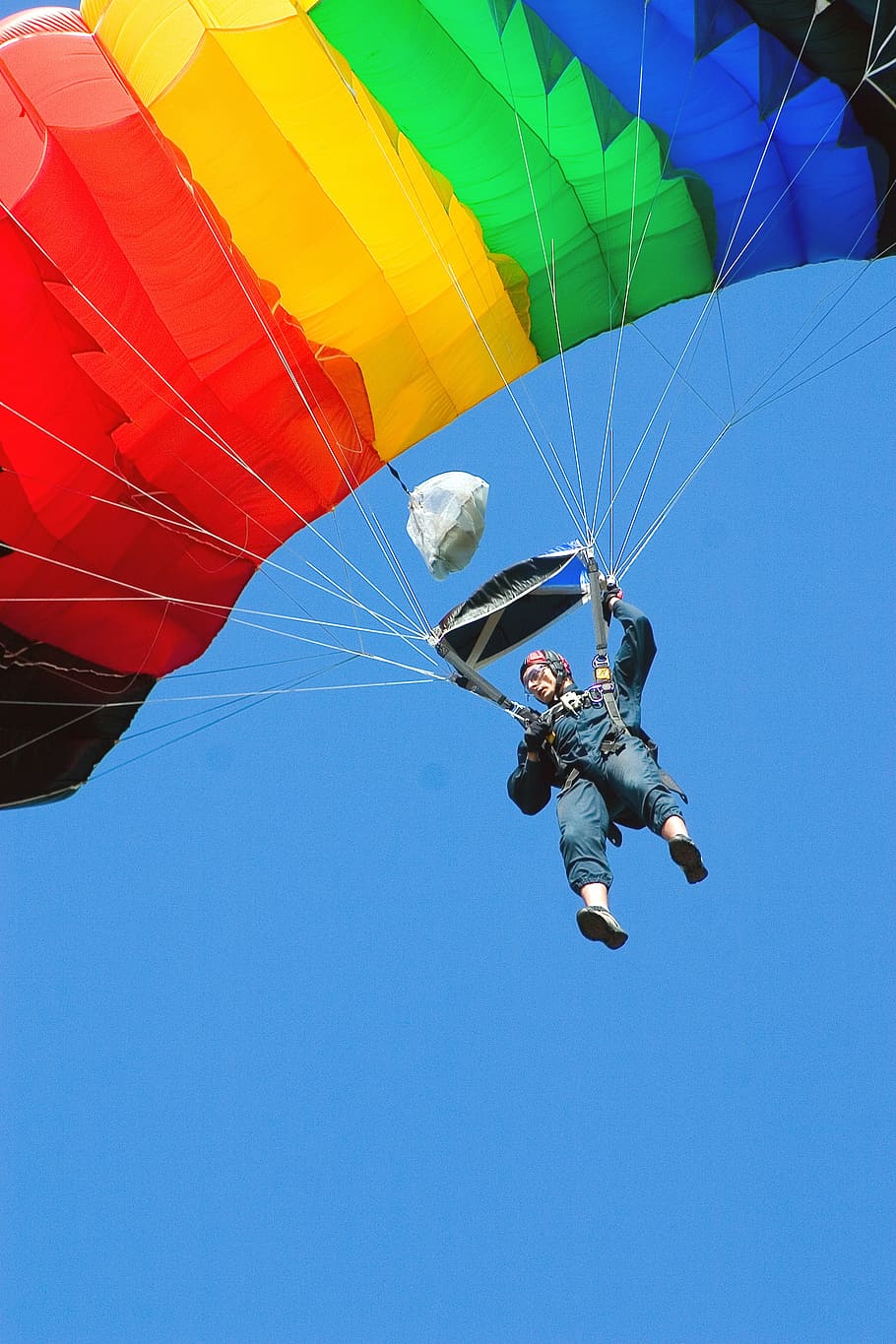 skydiving, sport, extreme sports, parachutist, competition, mid-air, adventure, parachute, one person, real people
