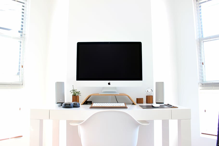 iMac aluminium, meja, berubah, putih, iMac, sihir, keyboard, mouse, set, kantor