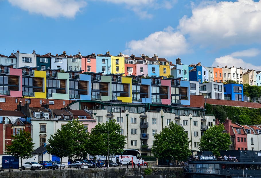 multicolored, houses, daytime, colour, colourful, bristol, colorful, architecture, building, home