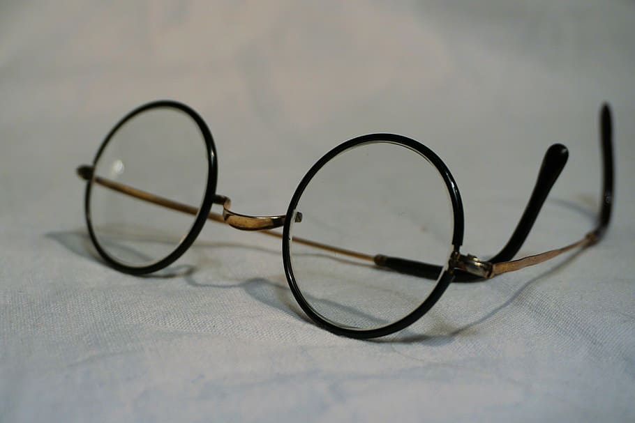 glasses, round vollrandbrille, old, reading glasses, antique, nostalgic, lenses, sehhilfe, eyeglasses, eyesight