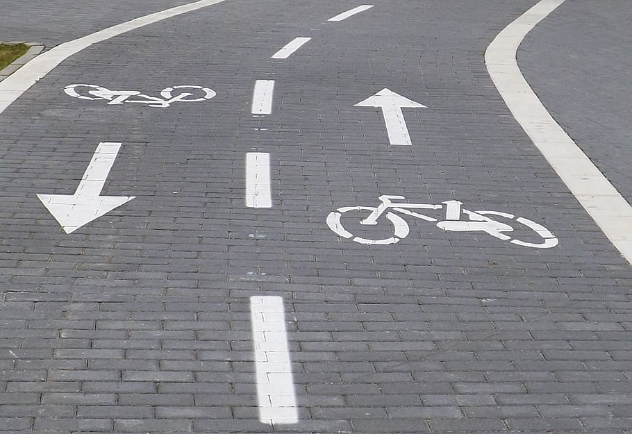 jalan, sepeda, tanda, lalu lintas, transportasi, drive, desain, garis, komunikasi, simbol panah