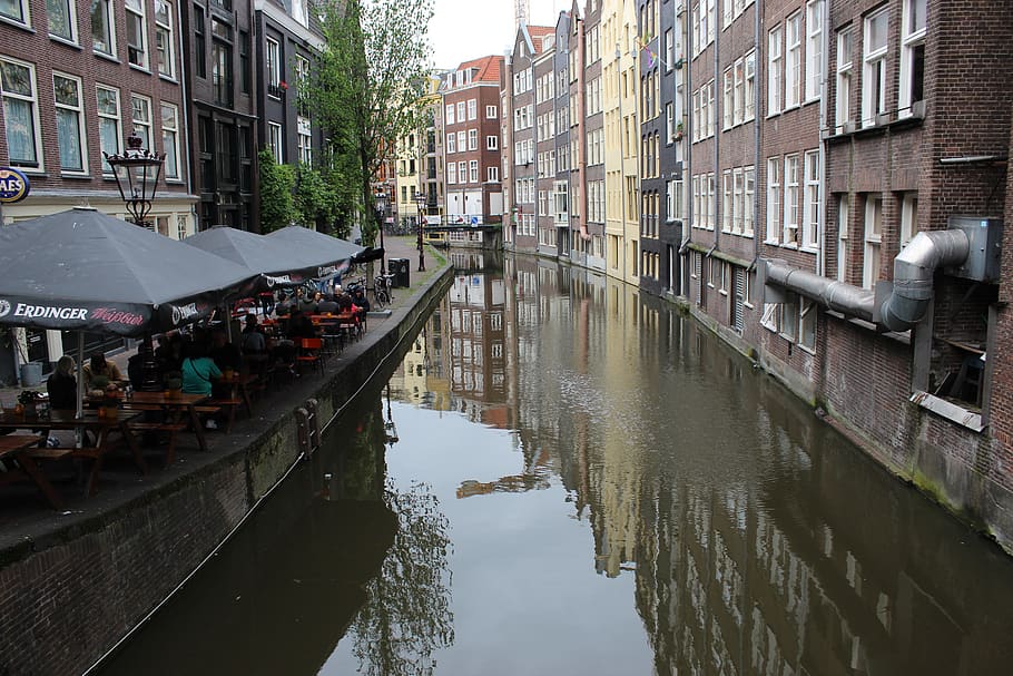 air, amsterdam, belanda, saluran, lanskap kota, bangunan, eksterior bangunan, arsitektur, struktur yang dibangun, refleksi