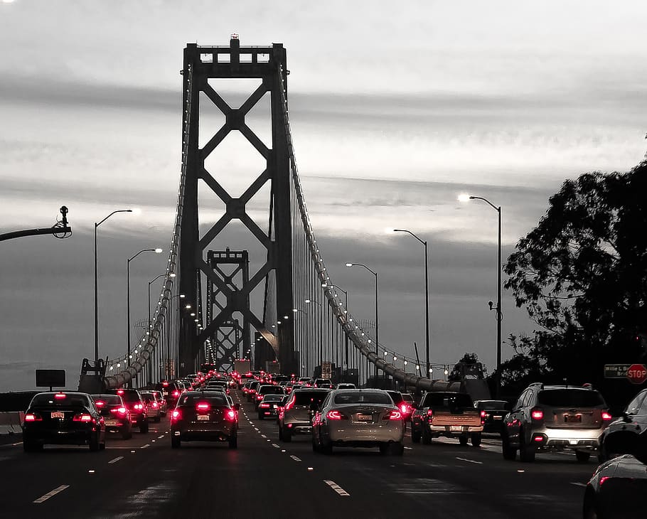 AS, San Francisco, lalu lintas, jembatan teluk, jembatan, kota, perjalanan darat, jalan raya, mobil, angkutan