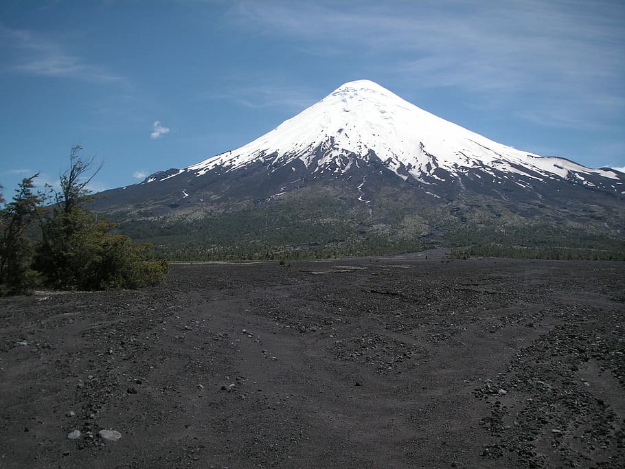 Volcano, Chile, Snow, Cap, Crater, snow cap, mountain, outdoors, snowcapped mountain, day