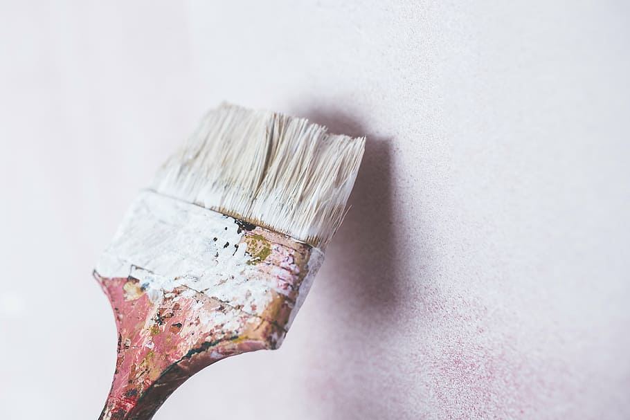 white, paintbrush, front, wall, brush, painting, close up, close-up,  detail, paint | Pxfuel