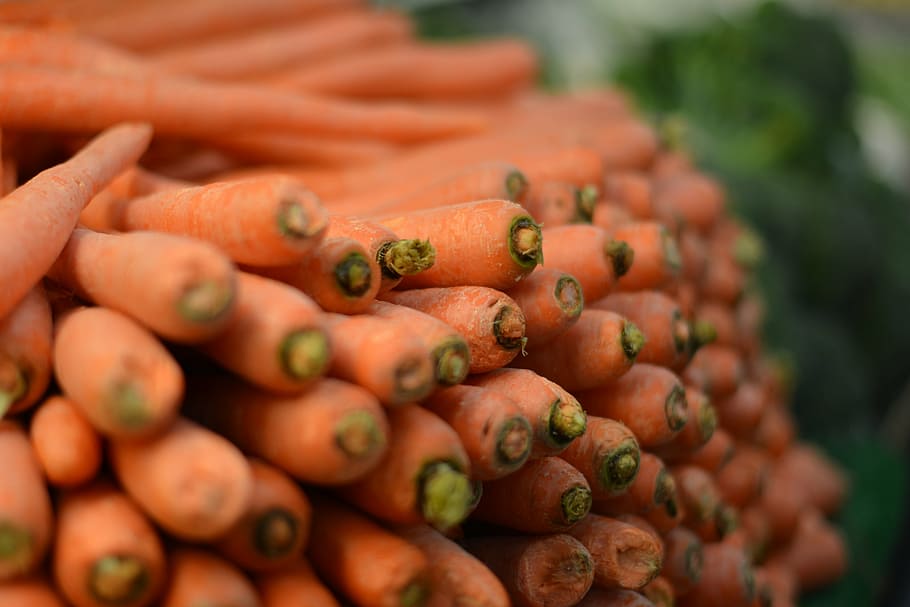 naranja, lote de zanahoria, fotografía macro, primer plano, foto, pila, zanahorias, verduras, comida, saludable