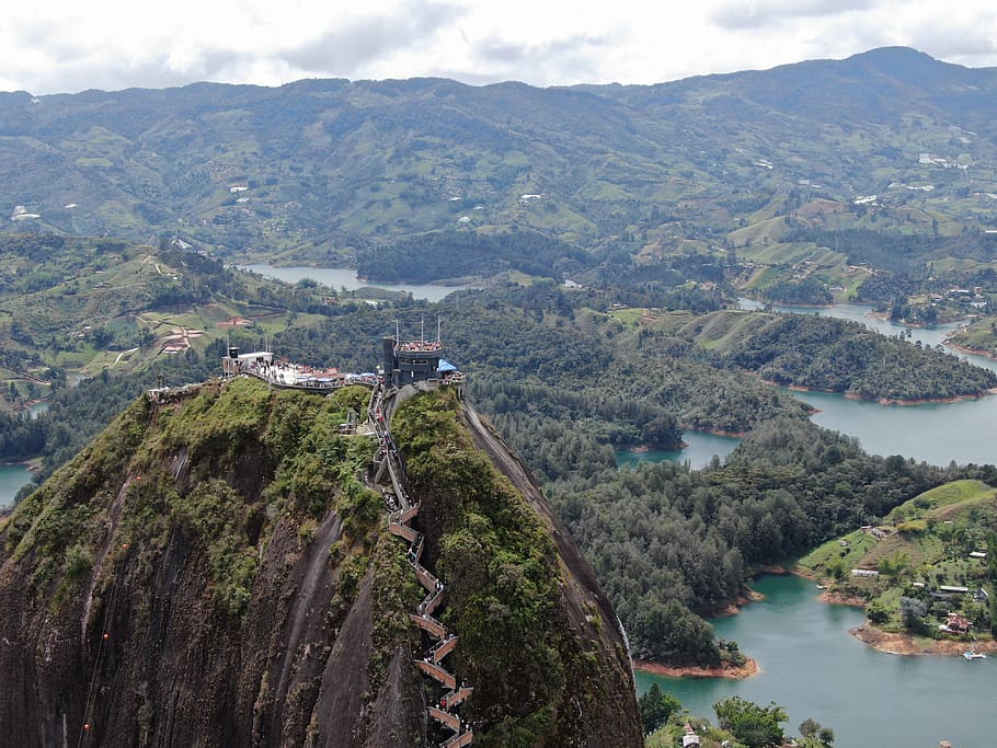 stone, tourism, re, colombia, stairs, dam, islands, holiday, antioquia, landscape