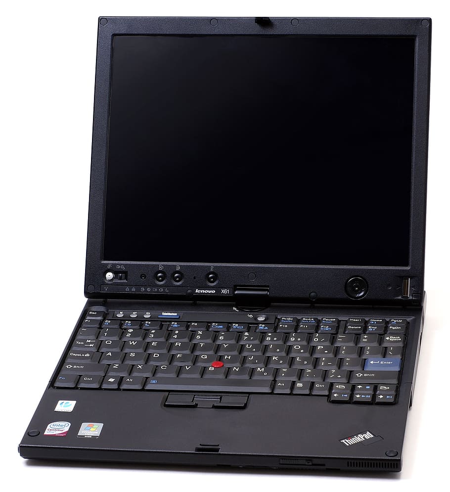 レノボthinkpad x61タブレット, 電子機器, 技術, キーボード, コンピューター, 機器, ノートブックpc, 画面, 白い背景, 黒い色