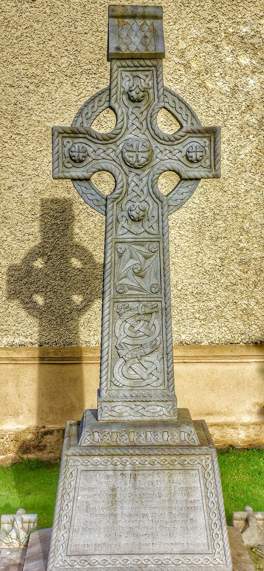 celtic, cross, headstone, grave, cemetery, ireland, art and craft, architecture, sculpture, low angle view