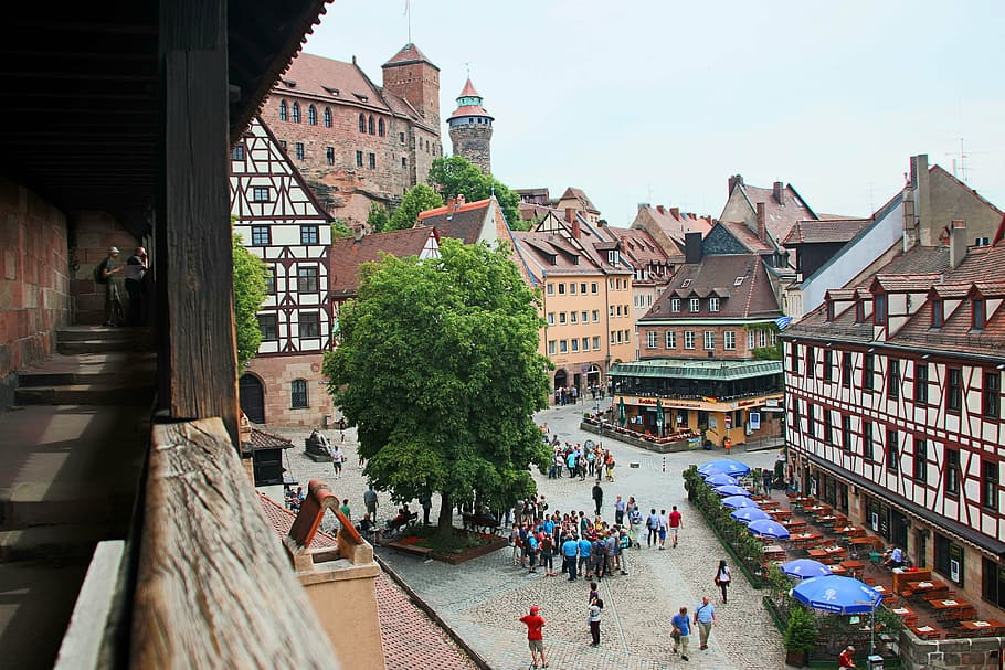 nuremberg, old town, castle, middle ages, imperial castle, fachwerkhaus, architecture, building exterior, built structure, building