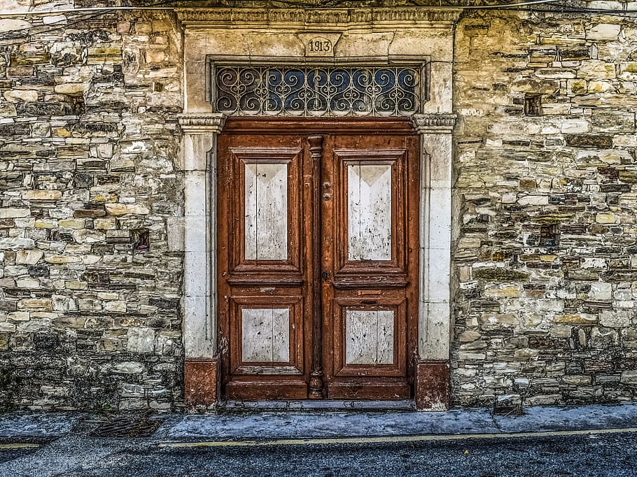 puerta, viejo, degradado, decaimiento, desgaste, madera, envejecido, pueblo, chipre, kato se seca