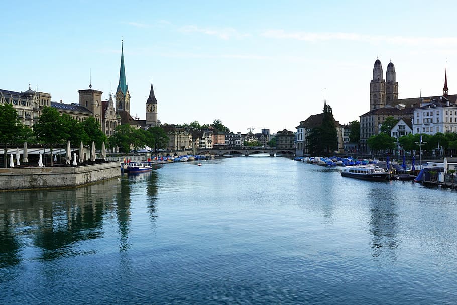 river and buildings, City, Europe, Zurich, Switzerland, europe, zurich, summer, river, architecture, water