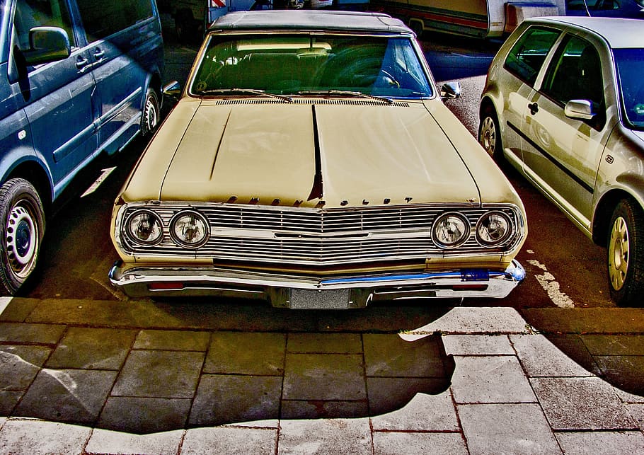 beige, vehicle, gray, concrete, surface, chevrolet, malibu, us car, pkw, classic