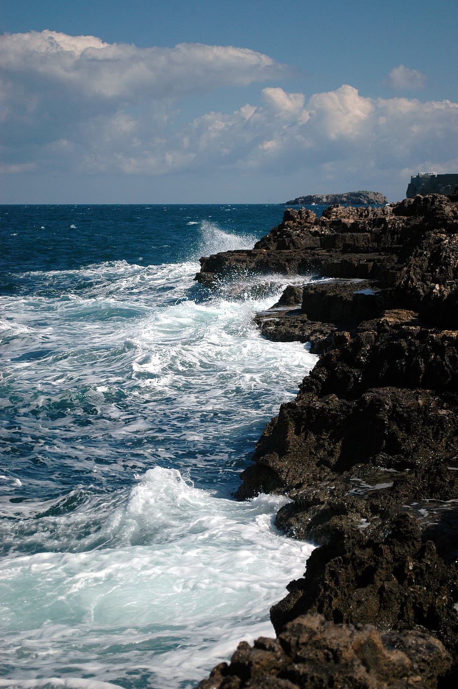 sea, bari, italy, foam, surf, wave, water, beauty in nature, rock, rock - object