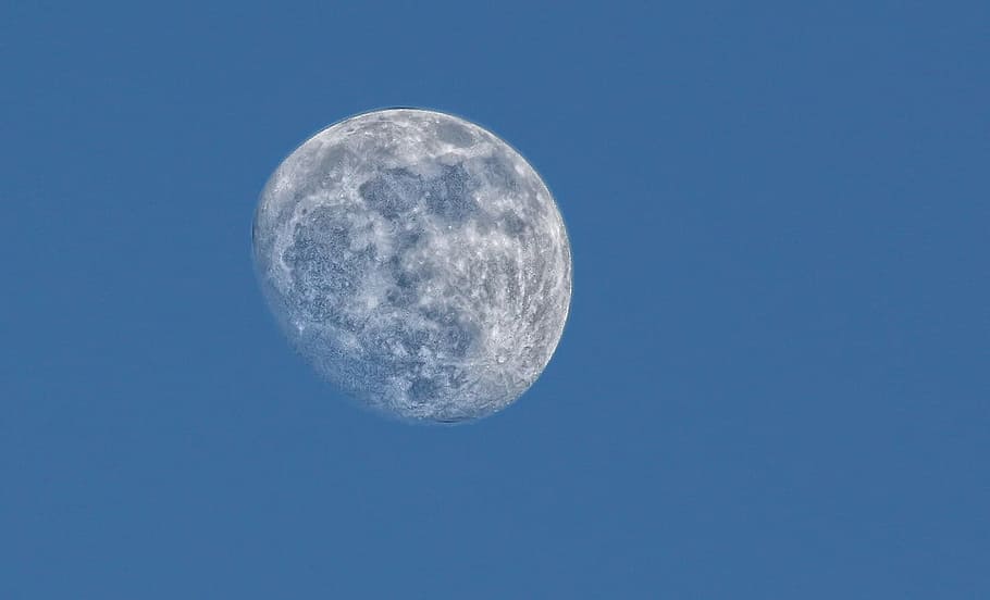 selective, focus photo, gray, shallow, photography, Moon, sky, astronomy, blue, full Moon