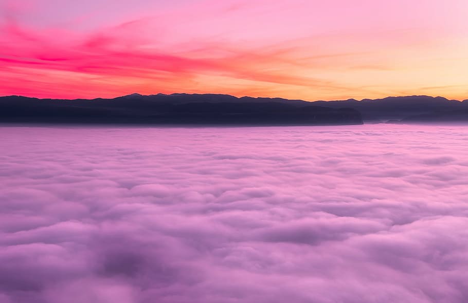 foto, cadeia de montanhas, nuvens, Eslovênia, céu, cores, colorido, nevoeiro, denso, grosso
