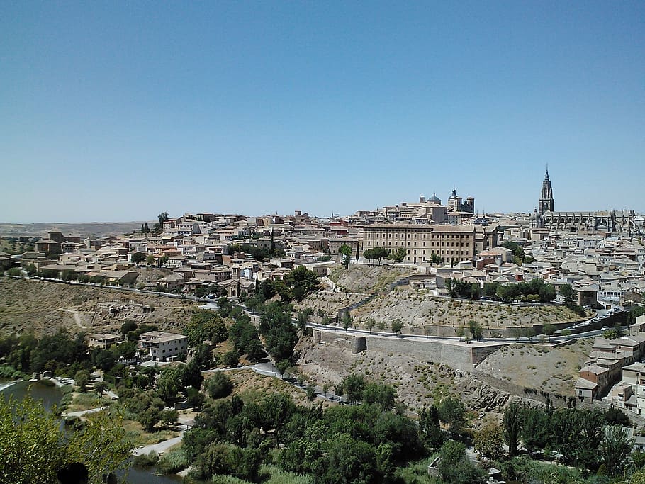 toledo, spain, architecture, panoramic, historic buildings, city, built structure, sky, clear sky, building exterior