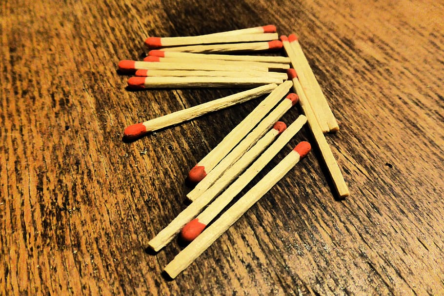 Matches, Sticks, Match, Head, match head, red, wood - material, matchstick, close-up, indoors