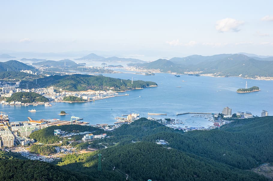 tongyeong, costal, korea, city, republic of korea, tourism, water, mountain, sea, scenics - nature