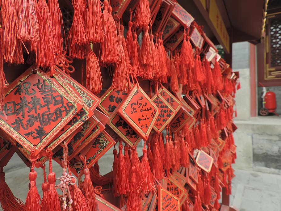cina, candi, oriental, jimat, simbol, pagoda, tradisi, ornamen, merah, gantung